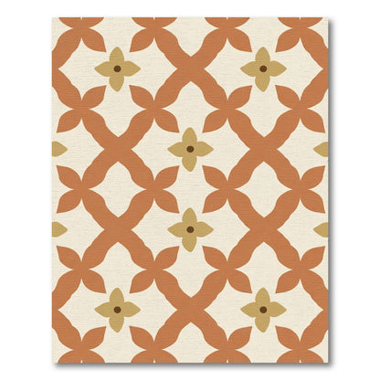 Terracotta Lattice Floral Inlay Rug