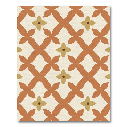 Terracotta Lattice Floral Inlay Rug
