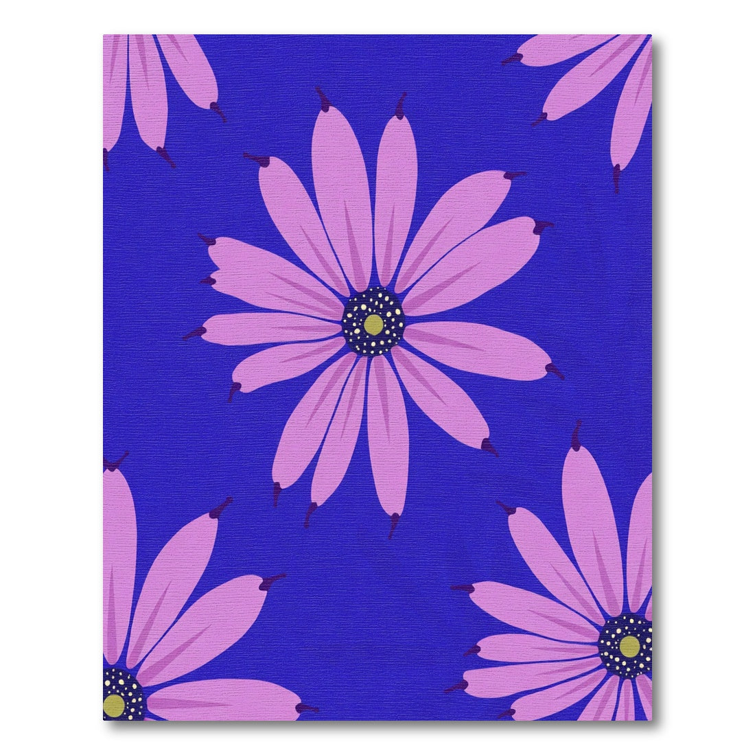 Pink Daisy Garden Blue Background Rug
