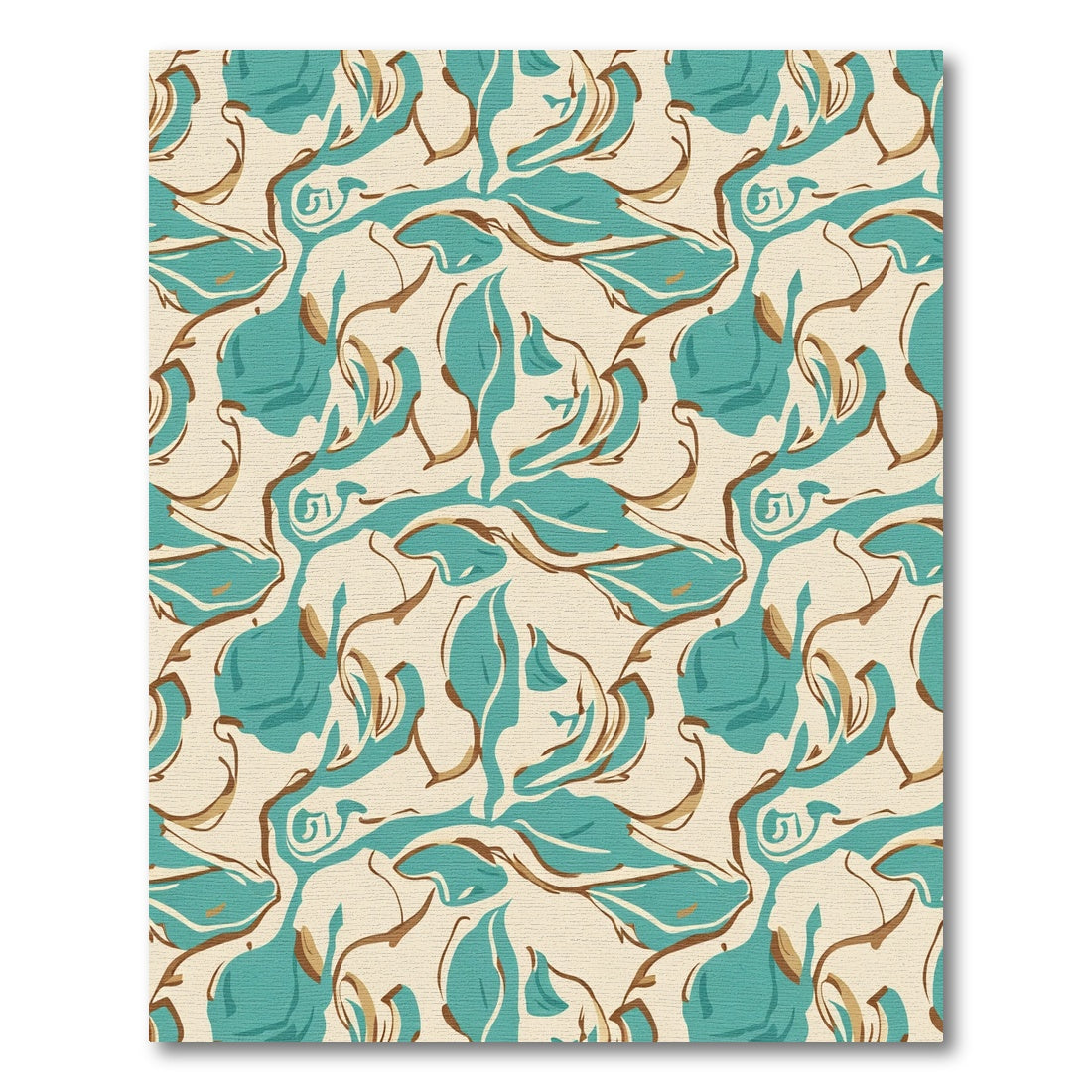 Teal and Gold Abstract Swirl Rug