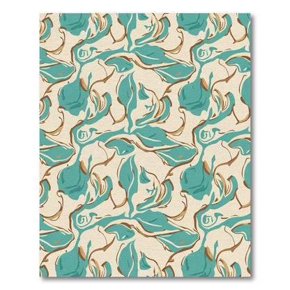 Teal and Gold Abstract Swirl Rug