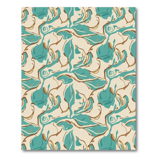 Teal and Gold Abstract Swirl Rug