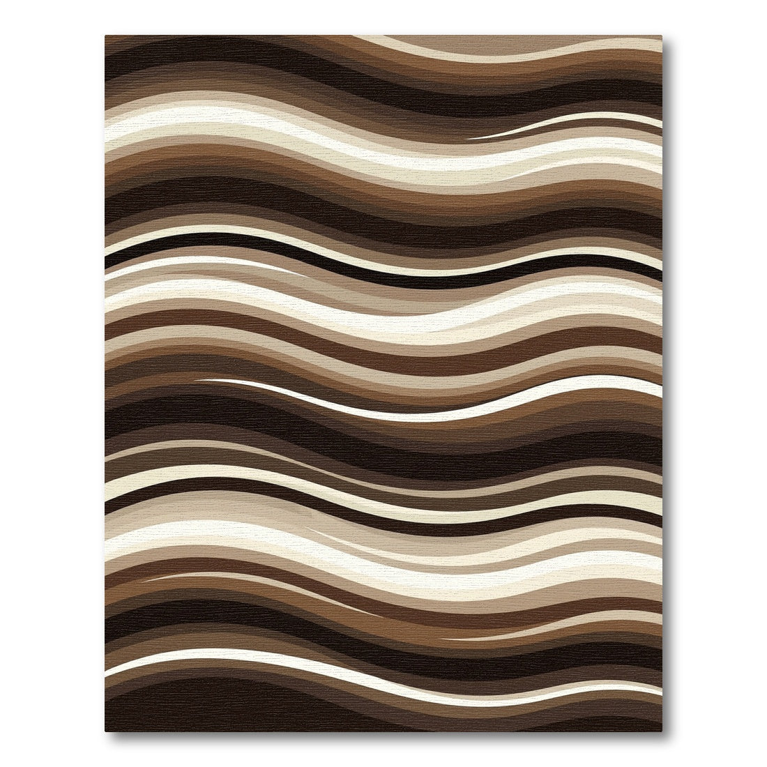 Earthy Brown And Cream Wave Rug