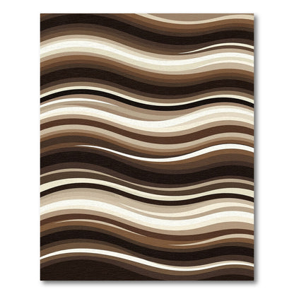 Earthy Brown And Cream Wave Rug