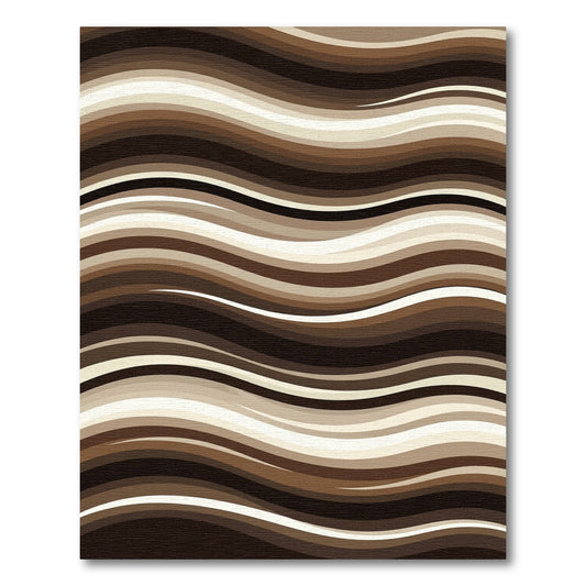 Earthy Brown And Cream Wave Rug