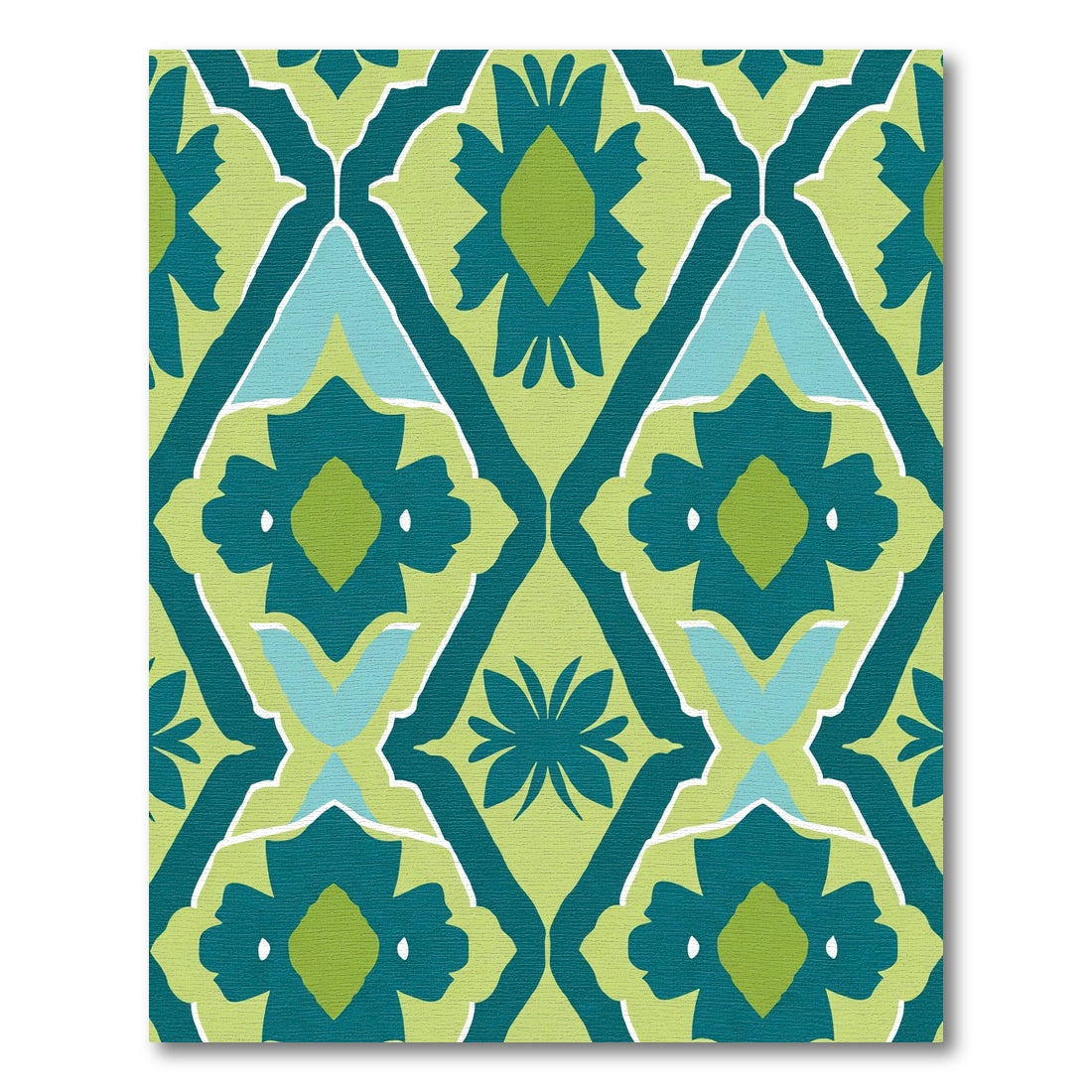 Emerald Teal Floral Diamond Arrangement Rug