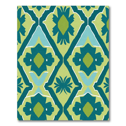 Emerald Teal Floral Diamond Arrangement Rug
