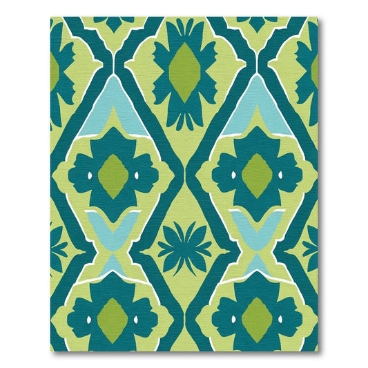 Emerald Teal Floral Diamond Arrangement Rug
