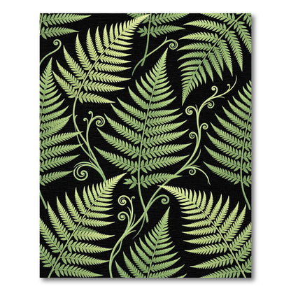 Lush Green Fern Botanical Garden Art Rug