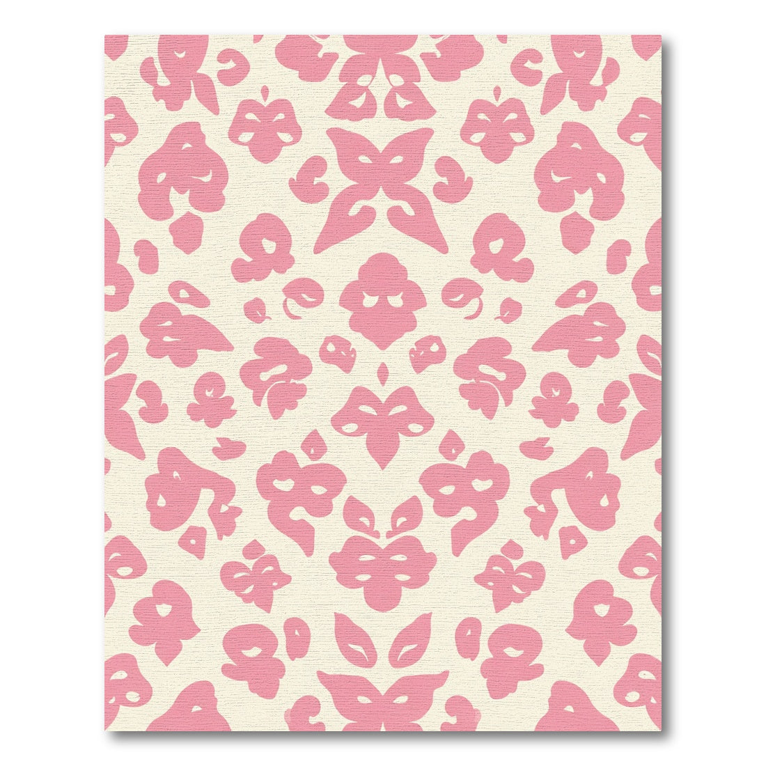 Pink Cream Symmetrical Floral Scroll Rug