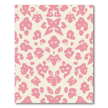 Pink Cream Symmetrical Floral Scroll Rug