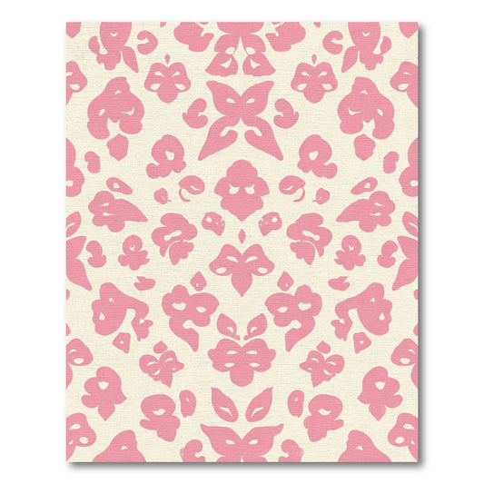 Pink Cream Symmetrical Floral Scroll Rug
