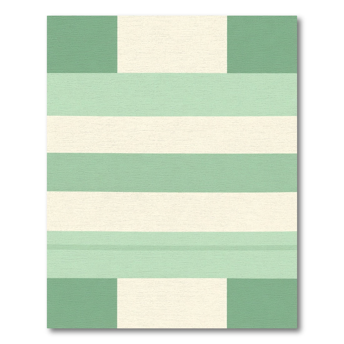 Sage Green Cream Stripe Geometric Rug