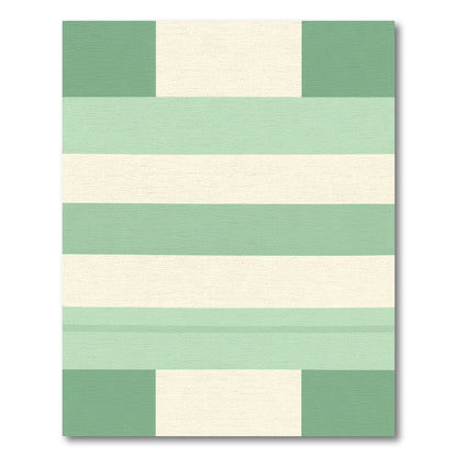 Sage Green Cream Stripe Geometric Rug