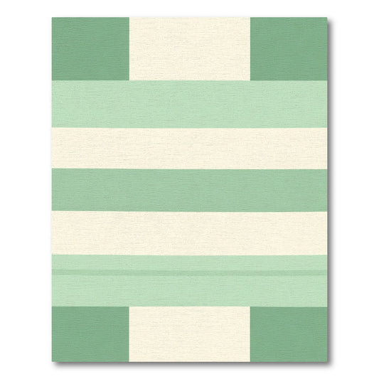 Sage Green Cream Stripe Geometric Rug