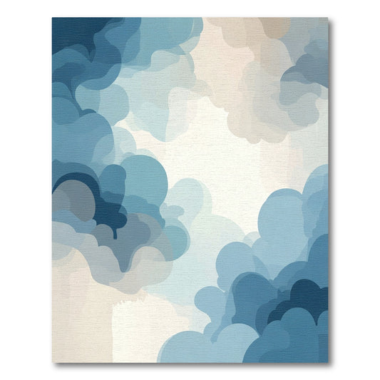 Dreamy Blue Cloudscape Abstract Rug