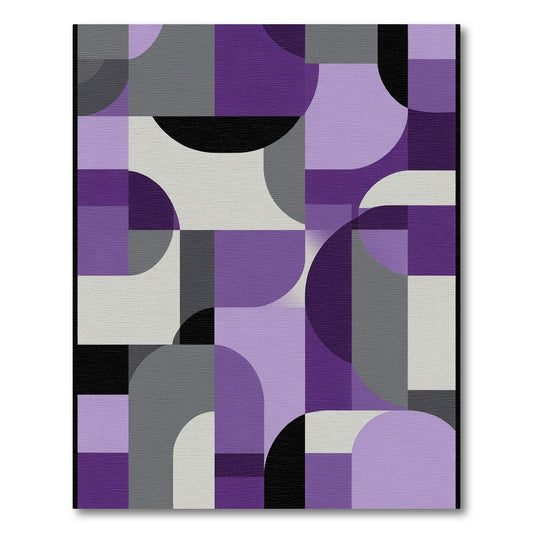 Purple Gray Geometric Rounded Squares Rug