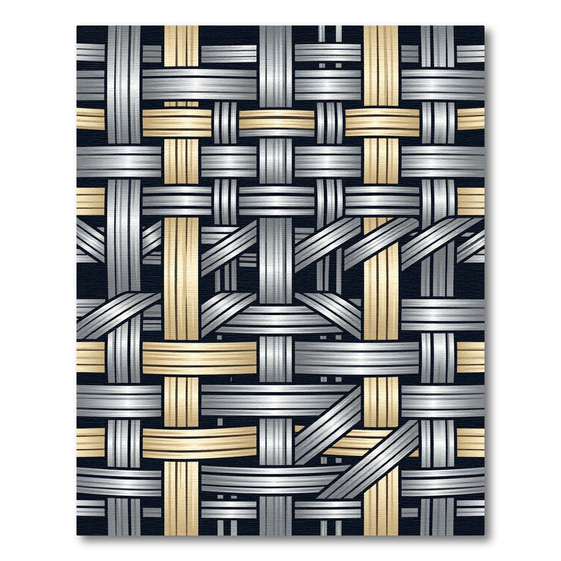 Gold Silver Woven Grid Rug