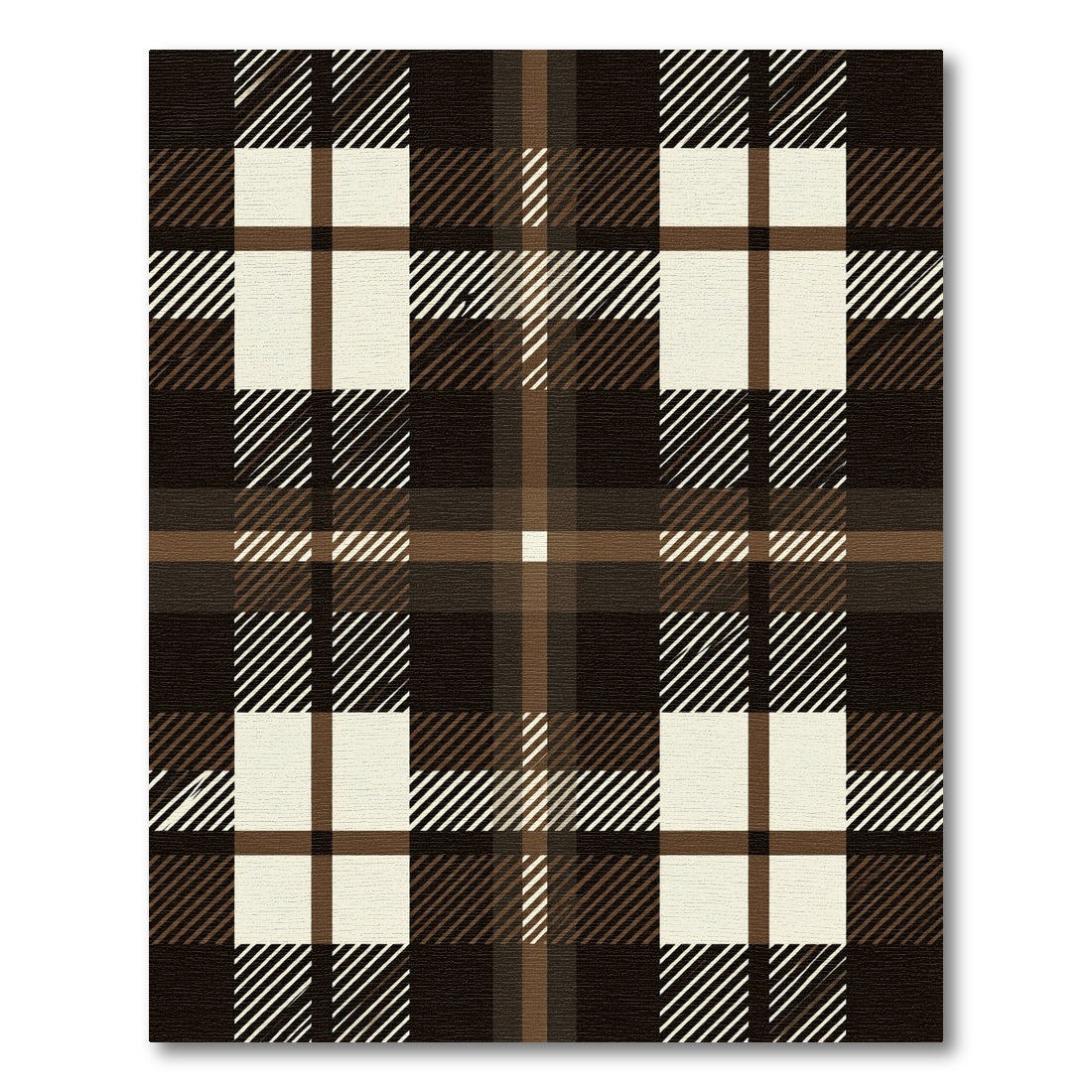 Classic Brown Cream Plaid Check Rug