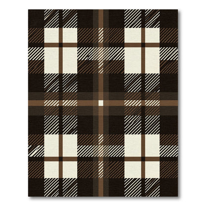 Classic Brown Cream Plaid Check Rug