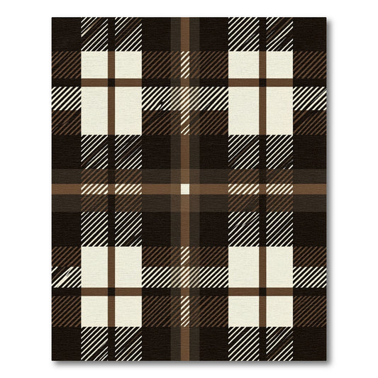 Classic Brown Cream Plaid Check Rug