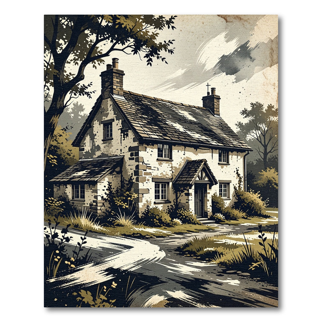 Rustic Cottage Stone Countryside Path Rug
