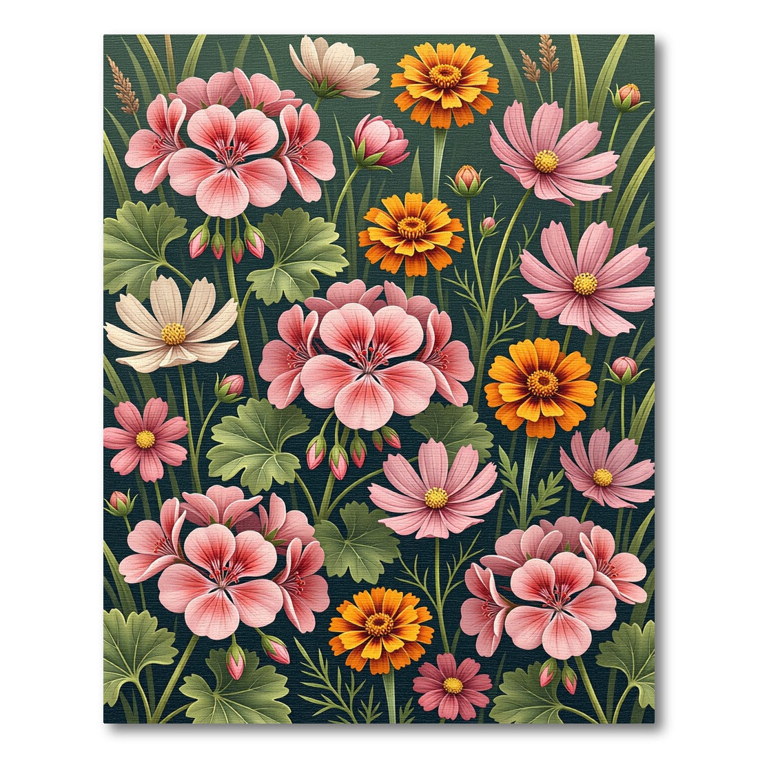 Pink Orange Floral Garden Tapestry Rug