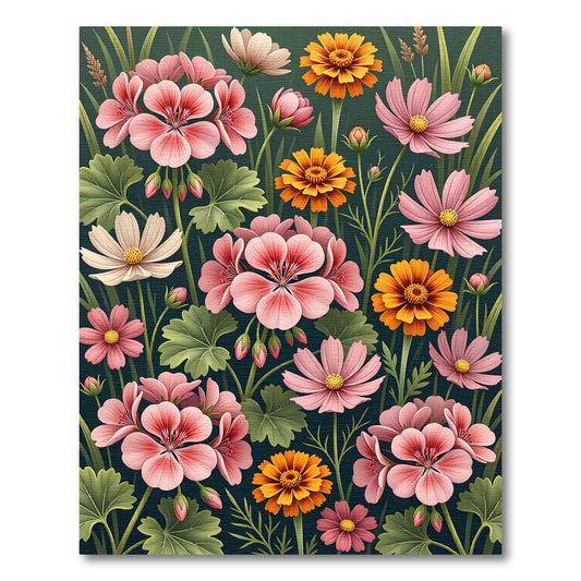 Pink Orange Floral Garden Tapestry Rug