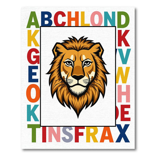 Bold Lion Alphabet Border Rug