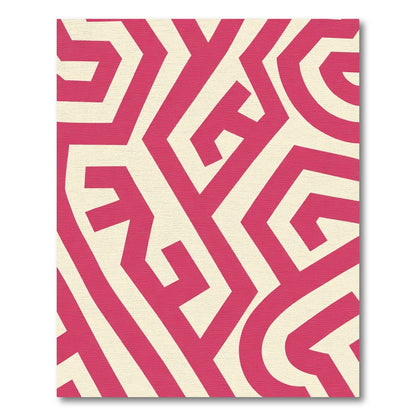 Bright Pink Geometric Maze Rug