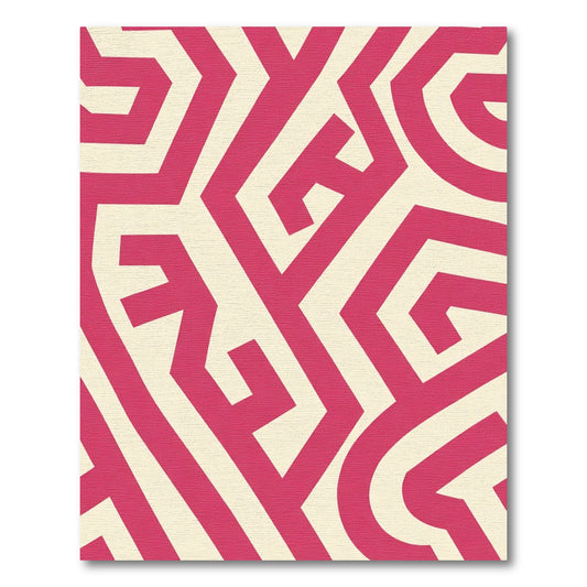 Bright Pink Geometric Maze Rug