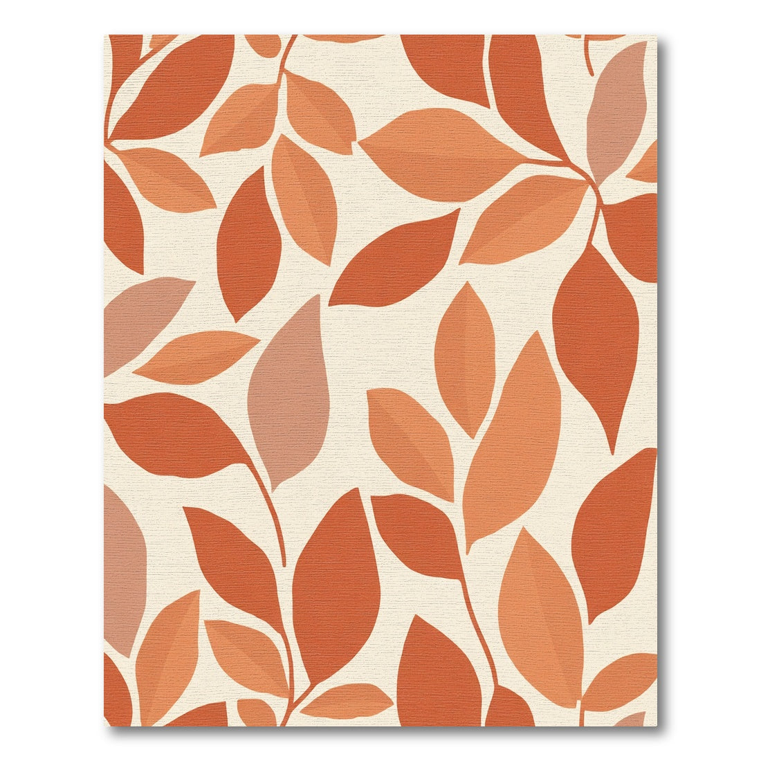 Earthy Terracotta Leaf Branch Art Rug