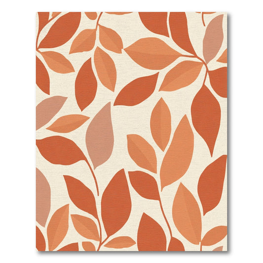 Earthy Terracotta Leaf Branch Art Rug
