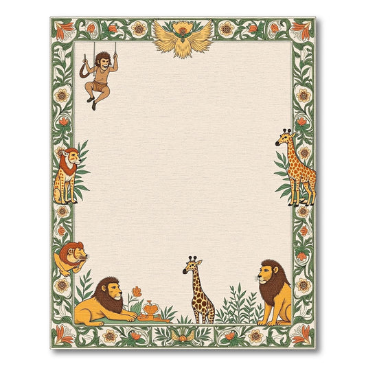 Safari Animals Florals Botanical Frame Rug