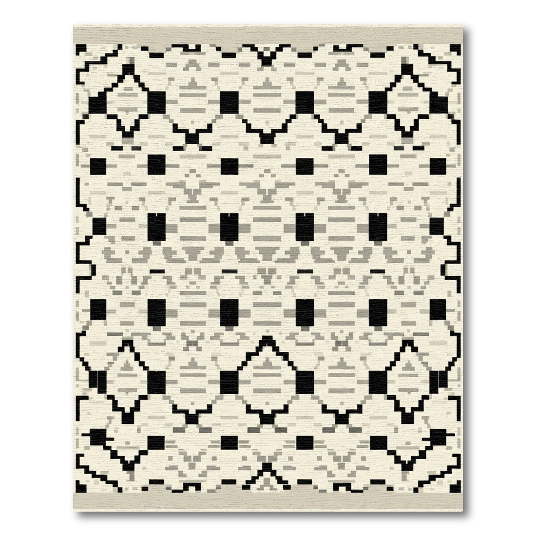 Geometric Black and Cream Trellis Rug