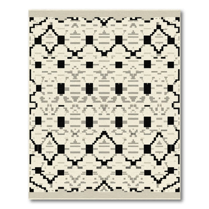 Geometric Black and Cream Trellis Rug