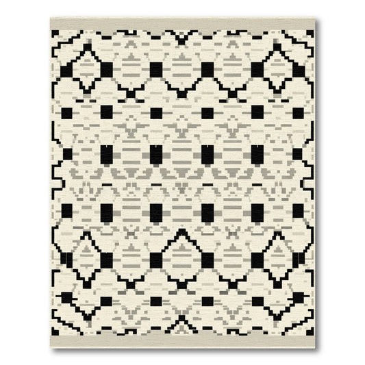 Geometric Black and Cream Trellis Rug