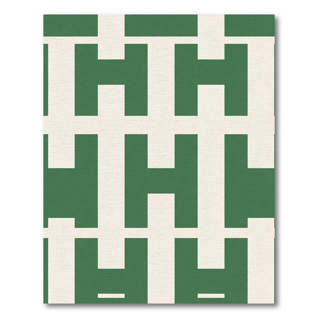 Green White Repeating Geometric Abstract Rug