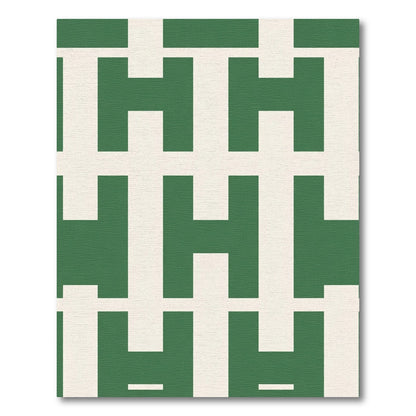 Green White Repeating Geometric Abstract Rug