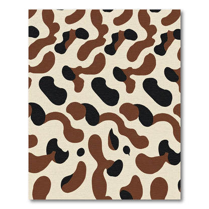 Earthy Brown Black Organic Shapes Rug