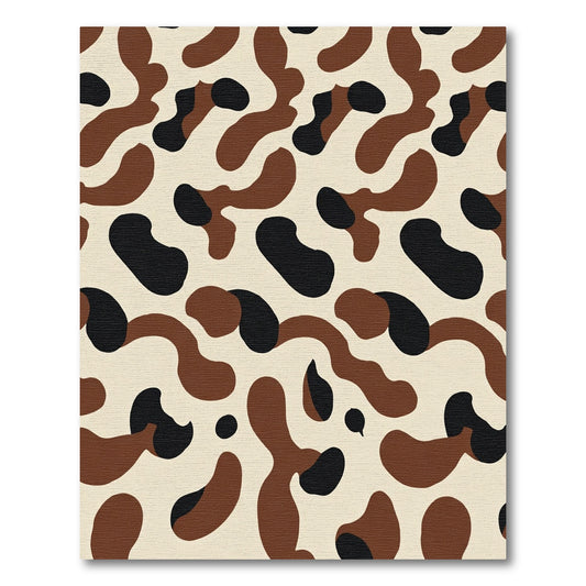 Earthy Brown Black Organic Shapes Rug