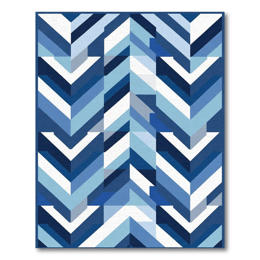 Geometric Blue Tonal Chevron Herringbone Rug