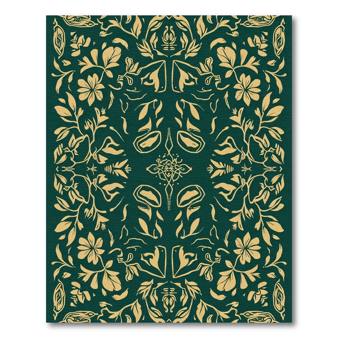 Emerald Gold Floral Garland Medallion Rug