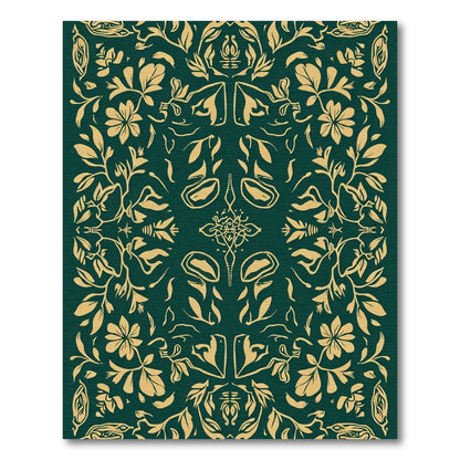 Emerald Gold Floral Garland Medallion Rug