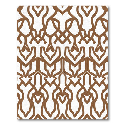Ornate Brown Repeating Scroll Rug