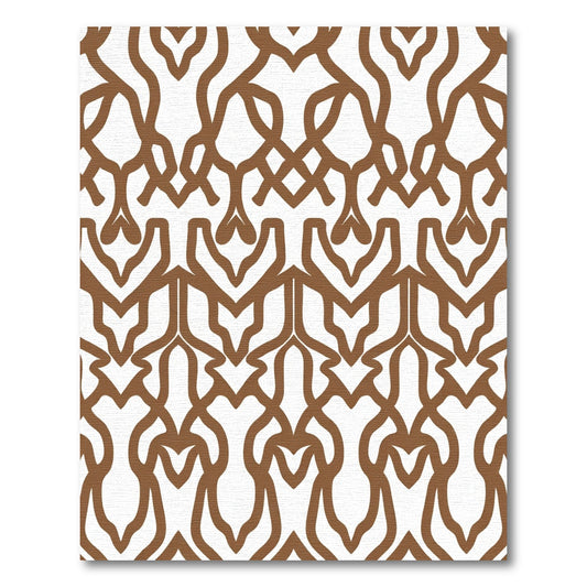 Ornate Brown Repeating Scroll Rug
