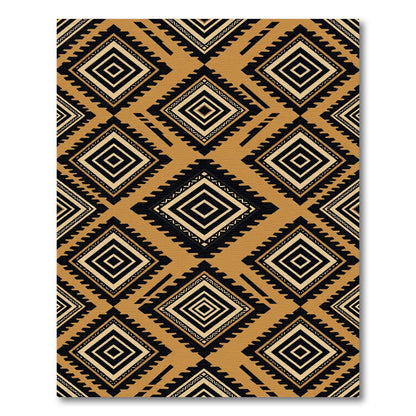Geometric Ochre Black Tribal Diamond Rug