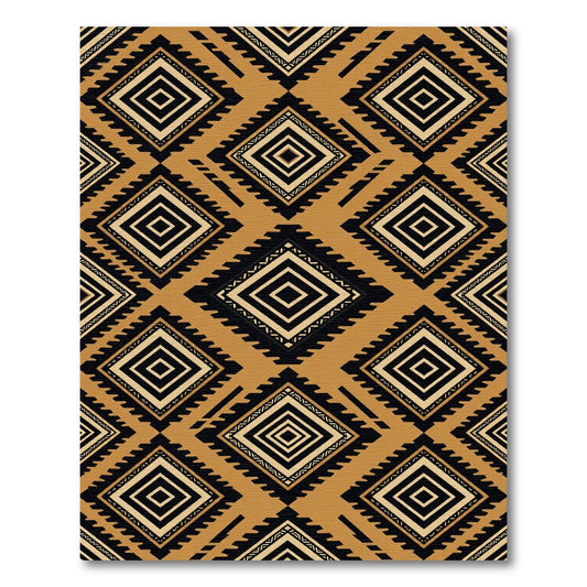 Geometric Ochre Black Tribal Diamond Rug