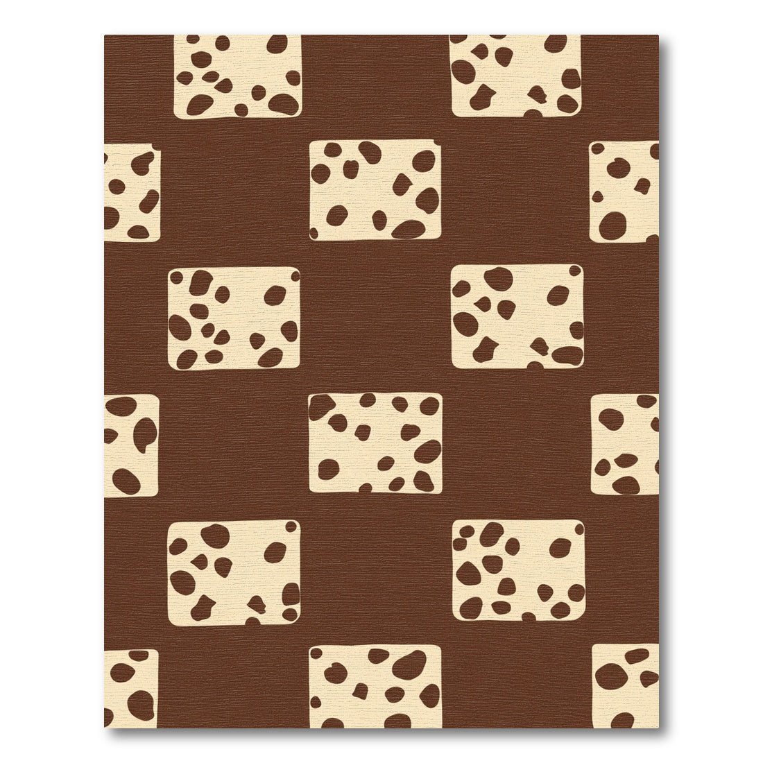 Brown Beige Spotted Squares Rug