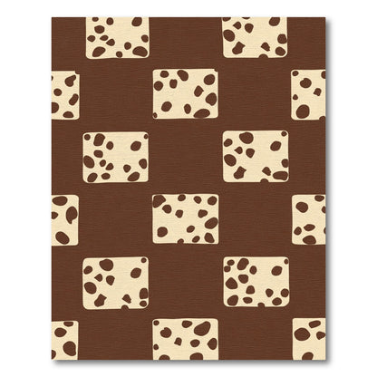 Brown Beige Spotted Squares Rug